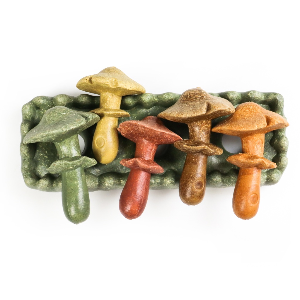 grass patch & mushrooms small animal chew toy set